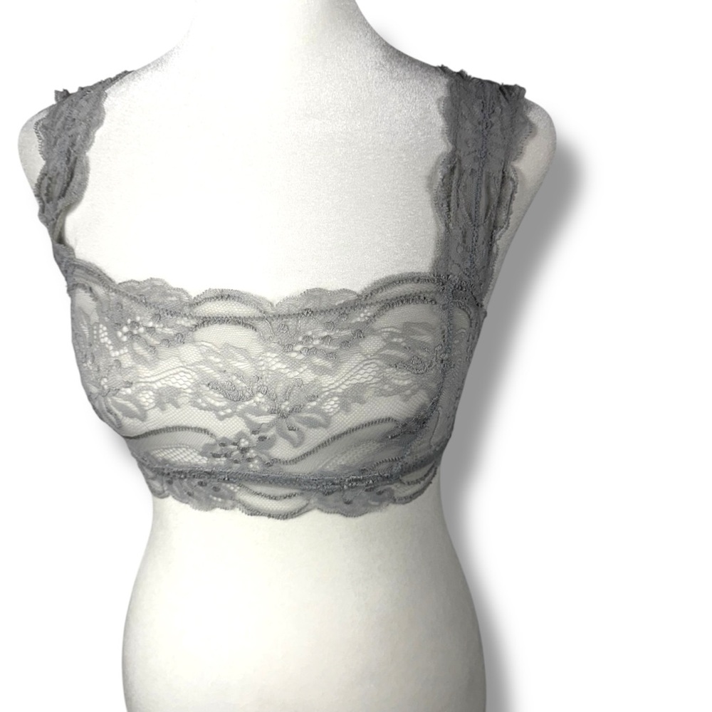 Free People Intimately Last Dance Square Neck Lace Bralette, Moon Rock, Size XS - Picture 4 of 13